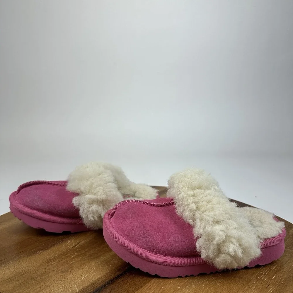 Little Kids Girls UGG Cozy II Pink Suede Shearling Comfort Slippers Size 10 C